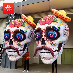 Cabeza de esqueleto de calavera inflable para Halloween, decoración Crazy para eventos - Product Image 1