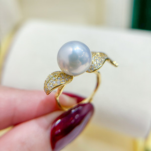 Support de bijoux en argent S925 pour anneau de perles DIY, bijoux en argent tendance avec perles rondes de 7 à 10 mm, 1400 - Product Image 1