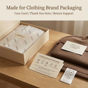 Biglietti di ringraziamento post-vendita per abbigliamento, inserti personalizzati con guida alle cure per ordini da boutique, con <span class=keywords><strong>codice</strong></span> QR e logo <span class=keywords><strong>del</strong></span> marchio - Product Image 3