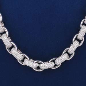 Collar de Cadena Miami de Plata de Ley 925 Hecho a Mano con Eslabones Cúbicos de Lujo para Hombre, Diamante Cultivado en Laboratorio VVS, Regalo de Boda, Fiesta - Product Image 3