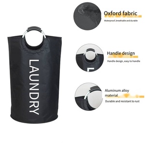 Oxford Fabric Waterproof Foldable 90L <strong>Large</strong> Capacity Laundry <strong>Hamper</strong> with Aluminum Ring Handle Modern Clothes Storage Basket - Product Image 4