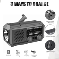 Radio AM/FM de Manivela con Linterna, Radio Portátil Recargable de Emergencia de 2000 mAh para el Hogar y Exteriores