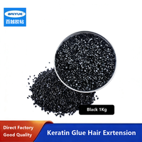 Colle à la kératine italienne pour extensions capillaires, granulés de colle thermofusible PA, colle à la kératine italienne pour extensions capillaires, noir 1Kg