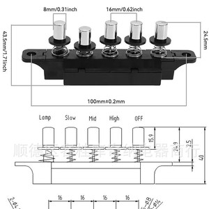 Interruptor de botón pulsador OEM de 5 teclas, 100 mm x 24,5 mm, para panel de campana extractora, tecla mecánica tipo piano MQ165 - Product Image 1