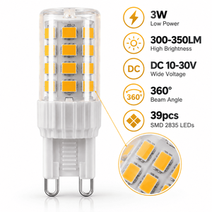 Bombilla LED G9 de 3W, 300-350LM, DC 10-30V, Amplio Rango de Voltaje, Ángulo de Haz de 360 Grados, 39 LED SMD 2835, G9-CR4-3W - Product Image 1