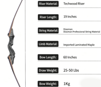 Ensemble d'arc recurve en bois stratifié de haute qualité, plumes naturelles, 150 cm, ergonomique, durable et confortable pour adultes et jeunes, idéal pour l'extérieur