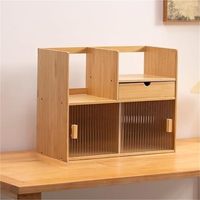 Soporte de oficina de bambú y gabinete de almacenamiento de archivos Estantería pequeña Almacenamiento Organizador de escritorio Compartimentos Archivo de almacenamiento Muebles para el hogar