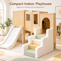 Grande structure de jeu modulaire en bois pour intérieur avec toboggan, tunnel, piscine à balles et balançoire pour maternelle et centre d'activités pour enfants