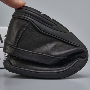 Mocassins en cuir véritable pour hommes, bout rond, à enfiler, semelle en caoutchouc respirante, toutes saisons, chaussures décontractées pour affaires - Product Image 3