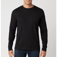 T-shirt à manches longues pour homme, couleur unie, coupe classique, confortable, en coton doux, vêtements de tous les jours, vêtements de mode