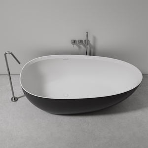 Baignoire autoportante moderne Maydon Baignoire ovale élégante en surface solide blanc mat Salle de bain tendance Design Pierre artificielle - Product Image 2