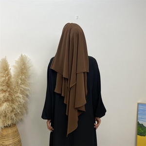 2236 #   Dernier design pour femmes, voile Ramadan uni simple, cousu en deux couches, hijab, niqab, khimar, abaya - Product Image 6