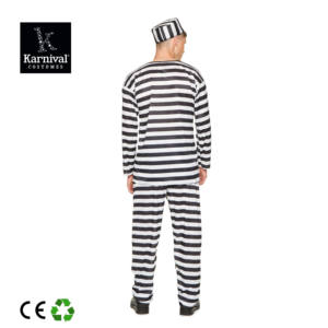 Costume de cosplay d'Halloween pour enfants, uniforme de prisonnier homme et femme, rayures noires et blanches, polyester, tenue d'otage de film TV - Product Image 3