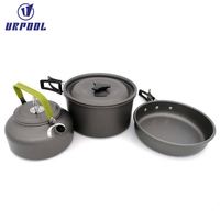 Ensemble de trois casseroles pour le camping, ustensiles de cuisine d'extérieur, support de guidon lumineux, ustensiles de camping, outil de camping