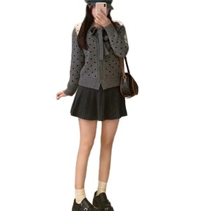 Maglione Casual da <span class=keywords><strong>donna</strong></span> lavorato a maglia <span class=keywords><strong>grigio</strong></span> nero <span class=keywords><strong>Cardigan</strong></span> per l'autunno - Product Image 5