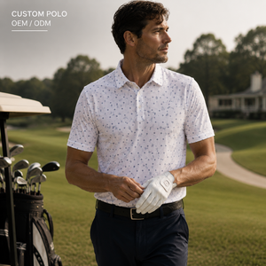 Polo de Golf Personalizado Premium para Hombre, Blanco con Microimpresión, Rendimiento que Absorbe la Humedad, Marca Privada, Ropa Corporativa OEM - Product Image 1