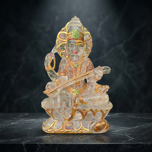 Estatua de Saraswati de Cristal de Cuarzo Transparente, Tallada y Pintada a Mano, Ídolo de la Diosa Hindú, Decoración Espiritual para el Hogar, Venta al por Mayor - Product Image 5