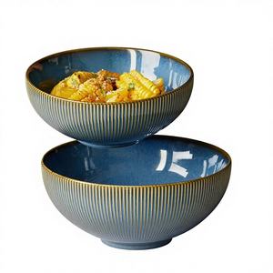 ชามซุป/ก๋วยเตี๋ยว โมร์ ซีรีส์ ขนาด 8 นิ้ว ความจุมาก ทนความร้อนสูง ผลิตจากเซรามิก สำหรับใช้ในโรงแรม ลายทาง ใช้กับไมโครเวฟได้ - Product Image 1