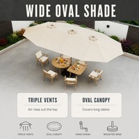 Parasol d'extérieur à trois têtes avec base à réservoir d'eau, grand parasol imperméable anti-UV pour le camping en plein air et les événements en extérieur