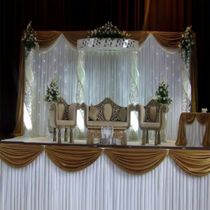 Escenario Profesional de Lujo para Bodas, de Fibra de Cristal, con Muebles Dorados, Tema Asiático Moderno, para Eventos en Interiores/Exteriores - Product Image 1