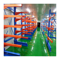 Système d'étagères cantilever robuste en acier Q235 à 3 niveaux, réglable, avec revêtement électrostatique en poudre pour protection contre la corrosion