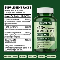 Capsule de NAD+ liposomal à marque privée avec Resvératrol, Quercétine et Coenzyme Q10 pour le soutien énergétique, la longévité et la santé des mitochondries