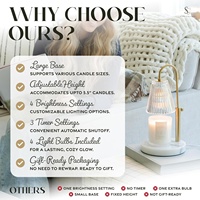 Lampe chauffe-bougie électrique sans flamme, compatible avec les bougies en pot, hauteur réglable, 4 ampoules halogènes, construction en marbre et laiton
