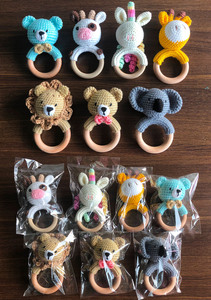 Hochet pour bébé en bois fait à la main, sûr et naturel, avec des animaux mignons, cerf, <span class=keywords><strong>renard</strong></span>, jouets <span class=keywords><strong>de</strong></span> <span class=keywords><strong>dentition</strong></span> en bois, <span class=keywords><strong>anneau</strong></span> <span class=keywords><strong>de</strong></span> <span class=keywords><strong>dentition</strong></span> au crochet - Product Image 3