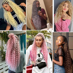 Extensiones de Cabello Sintético de 22 Pulgadas, Estilo Arie Curl, Rizado, Hippie Curl, Ondulado, Ondas Sueltas, Tejido Único, Teñido, para Trenzas - Product Image 6