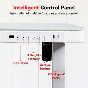 Ergonomic điều chỉnh chiều cao kính đứng bàn văn phòng thời trang nhà Morden mát mẻ Bảng điều khiển điện với 2 cột nâng - Product Image 4