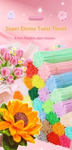 Kit de Matériaux DIY pour Bouquet de Fleurs en Fil Torsadé Fait Main pour Enfants, Bandes de Laine Épaissies, Couleurs Macaron - Product Image 5