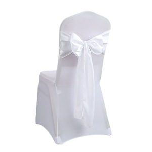 Suministro Directo de Fábrica: Funda para Silla de Hotel, Boda, Banquete, con Lazo de Flores y Cinta de Seda de Colores - Product Image 4