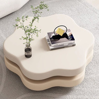 Table basse rotative moderne à fleurs Salon circulaire simple populaire Petite table basse moderne à plancher crème domestique
