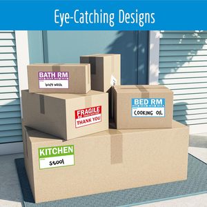 Etiquetas móviles para el hogar, 5 etiquetas de codificación de colores, pegatinas de caja de embalaje con 20 pegatinas frágiles y 20 en blanco, ayudante de mudanza de apartamento - Product Image 2