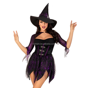 Disfraz de Halloween para adultos <span class=keywords><strong>Vestido</strong></span> de <span class=keywords><strong>bruja</strong></span> <span class=keywords><strong>sexy</strong></span> con sombrero para mujer - Product Image 1