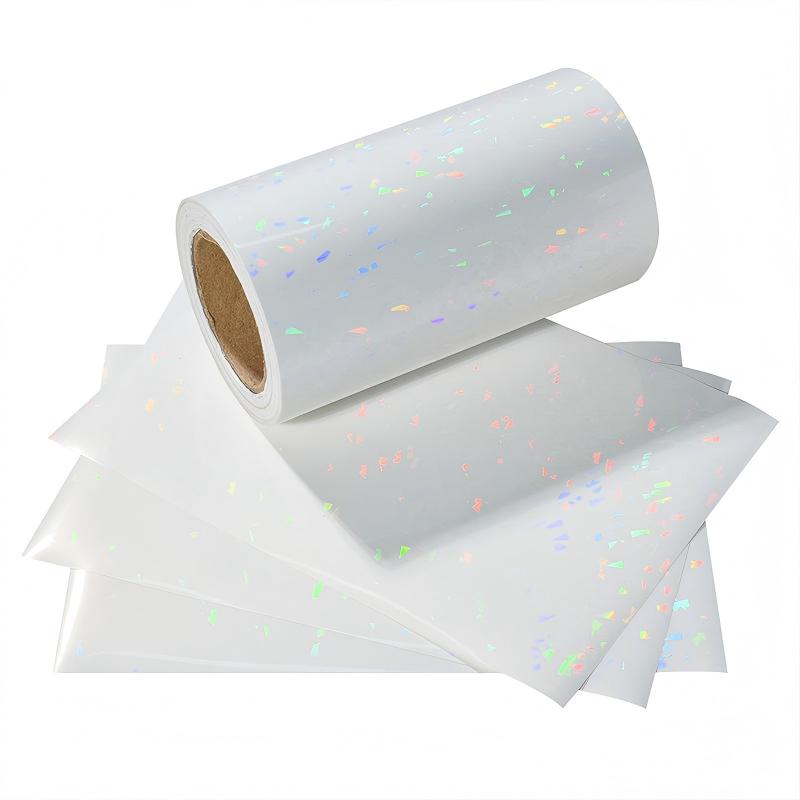 Blank Printable Vinyl Holographic Film Manufacturer Holographic Broken Glass Pattern clear Sticker Paper Roll For Inkjet Printer