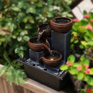 <span class=keywords><strong>Fontaine</strong></span> d'eau à flux laminaire sur table, en polyrésine, avec cascade et éclairage, pour intérieur et extérieur, vente en gros directe d'usine - Product Image 5