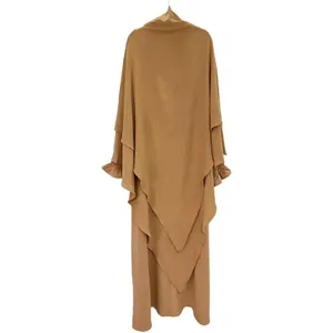 Robe de prière pour femmes, vêtement musulman du Ramadan, Abaya Dubaï, Islam, Jilbeb, ensemble 2 pièces, foulard Khimar superposé, hijab et robe longue OEM - Product Image 2