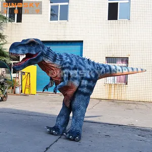 2023 Promosi natal pria dikendalikan dewasa realistis animatronik kaki tersembunyi profesional berjalan kostum dinosaurus