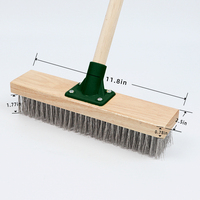 Brosse de nettoyage de sol en bois brun pour jardin de cocotiers, utilisation en extérieur, pour le nettoyage des feuilles et des galets, brosse à fil pour terrasse