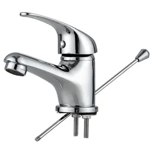 Kinh Tế Châu Âu Phong Cách Brass Phòng Tắm Vòi Nước Duy Nhất Xử Lý Chrome Mixer Lưu Vực Vòi Nước Với Lift Rod Cống Stopper