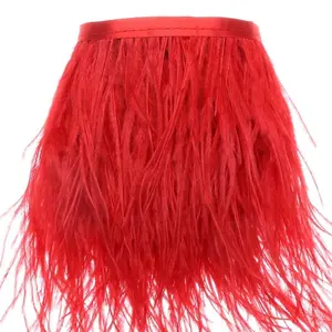 HS-48 DIY Factory Wholesale Custom Colors cheaper long Ostrich Fringe personalized reasonable price fabric feather trim for crafts