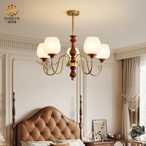 Candelabro de Swarovski barroco francés Vintage nórdico moderno Simple Industrial acabado dorado cobre blanco cálido colgante para habitación - Product Image 1