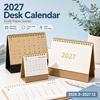 Nouveau Calendrier de Bureau Minimaliste 2027 en Papier Kraft, Ornement Créatif de Bureau, Carnet de Suivi de l'Autodiscipline, Calendrier Annuel pour le Travail de Bureau