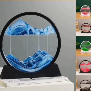 Marco de regalo para decoración de escritorio al por mayor, cuadro de arena movediza de arte marino profundo, cuadro de arena 3D redondo de vidrio con paisaje marino profundo - Product Image 2