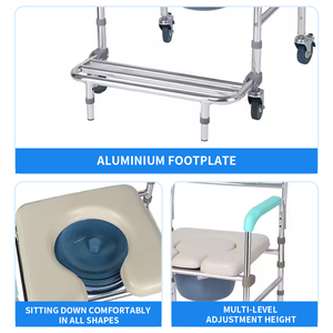 Kastor Kursi Toilet Pabrik Mode Roda untuk Penyandang Penyandang dan Lansia Lipat Antiselip Medis untuk Kemudahan Transfer Pengguna - Product Image 5