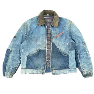 Veste en jean et toile vintage pour femme, personnalisée OEM, robuste, zippée, de haute qualité, en denim peigné, avec boutons et effet vieilli, pour l'automne - Product Image 1