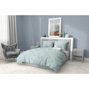 Ocean 100% Cotton Art Flower <b>Duvet</b> Cover <b>Set</b> German Size 135x200cm + 80x80cm <b>Pillow</b> Cover Pigment Printed - Product Image 3