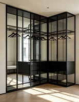 Dressing moderne de style italien de luxe, mobilier de chambre sur mesure pour toute la maison, armoire avec porte en verre et système d'éclairage LED