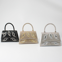 Bolso de Noche Trapezoidal de Lujo para Mujer, Cubierto de Diamantes de Imitación, Diseño de Solapa de Cristal Marquise, Asa de Muñeca con Diamantes para Bodas y Fiestas